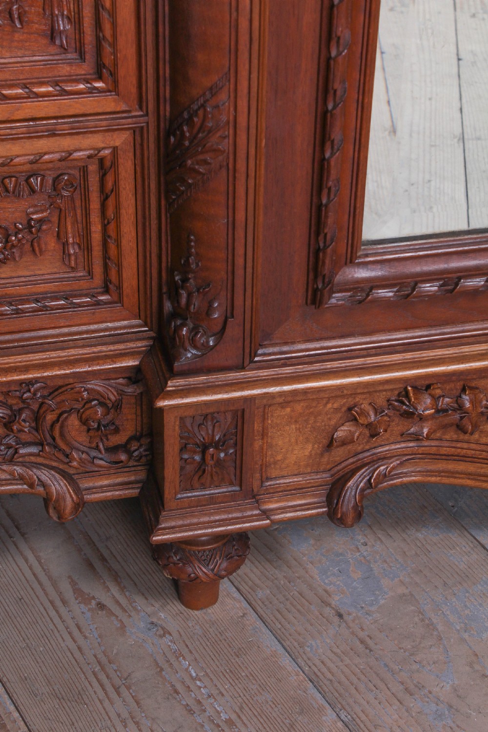 The most beautiful French carved solid walnut bedroom suite with king size bed View XII