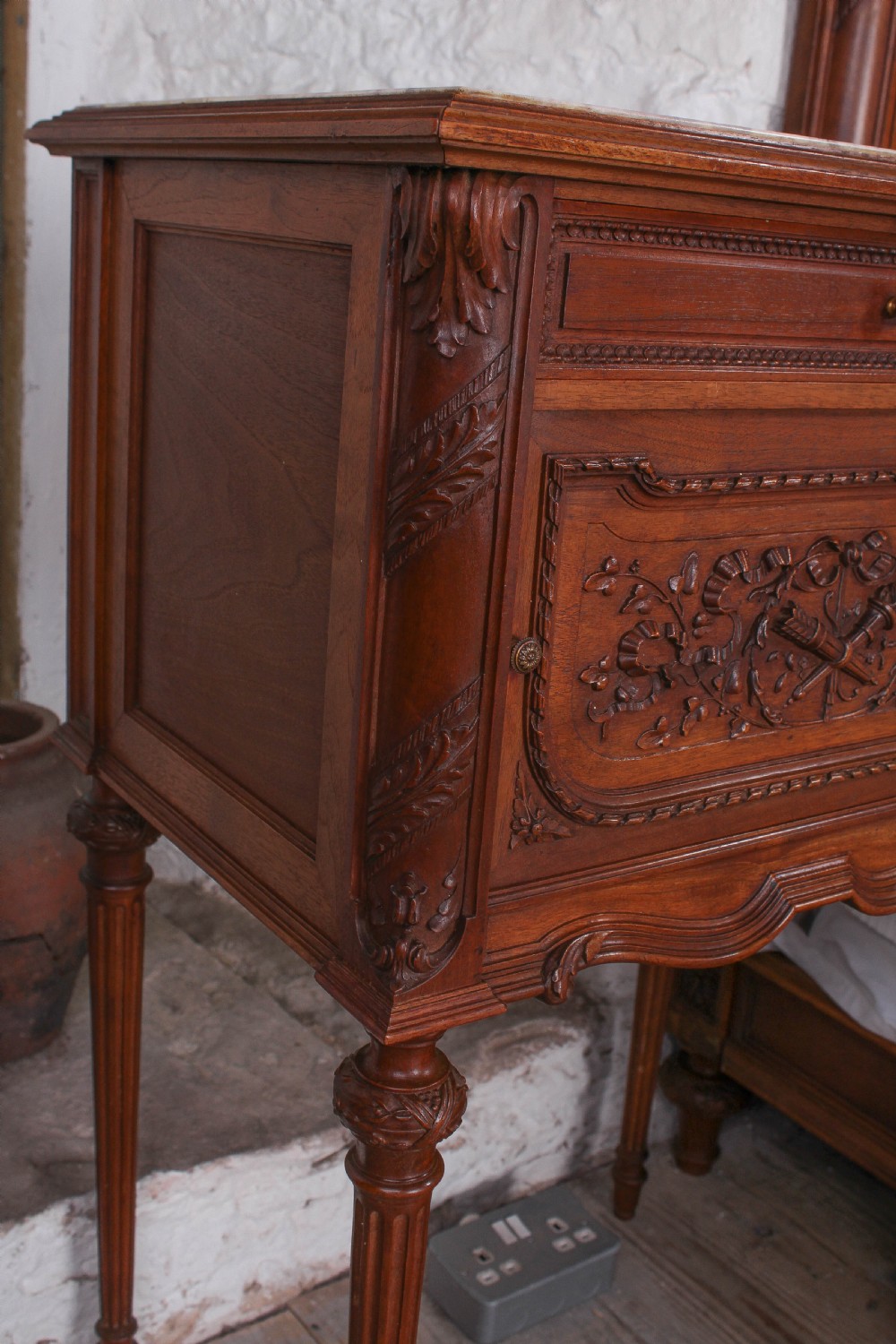 The most beautiful French carved solid walnut bedroom suite with king size bed View XVII