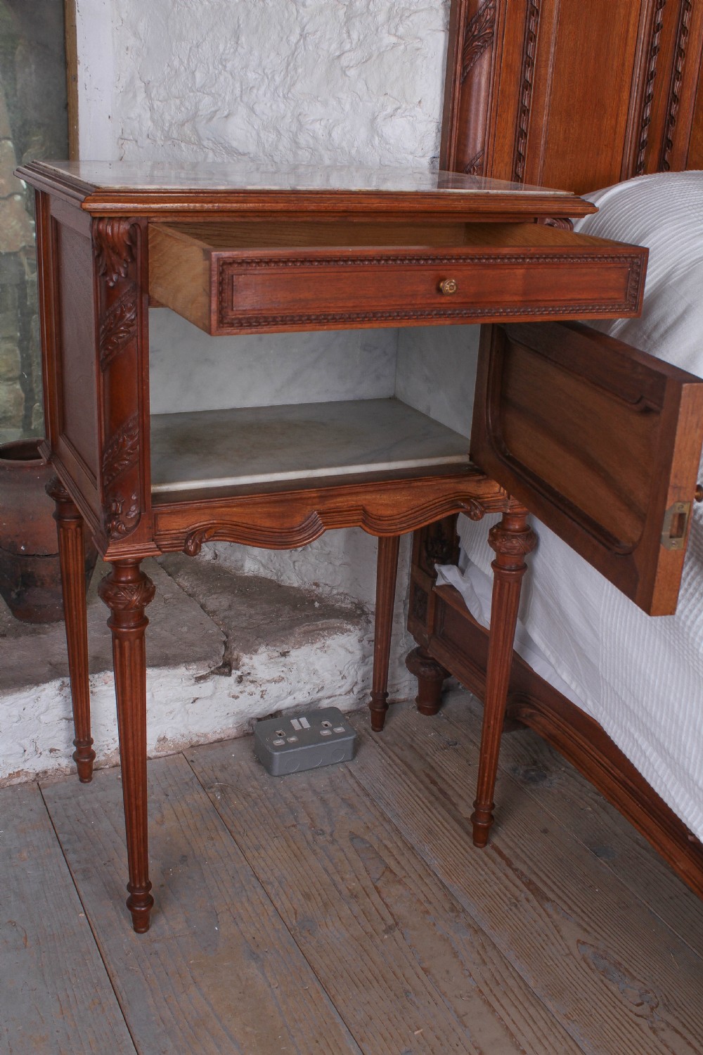 The most beautiful French carved solid walnut bedroom suite with king size bed View XIX