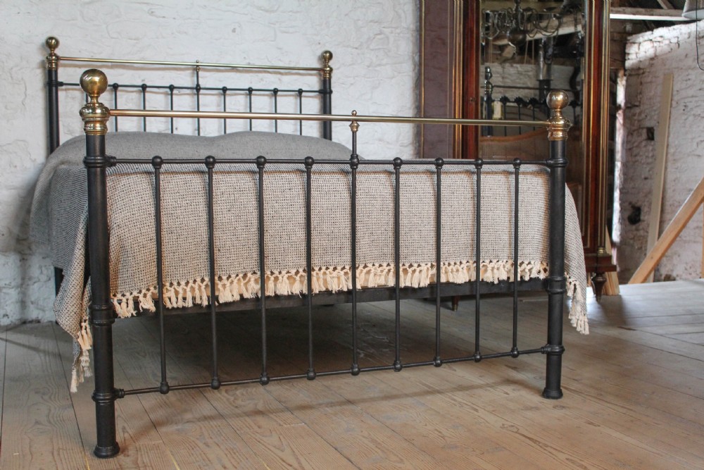 Classic Victorian king size black and brass bedstead View III
