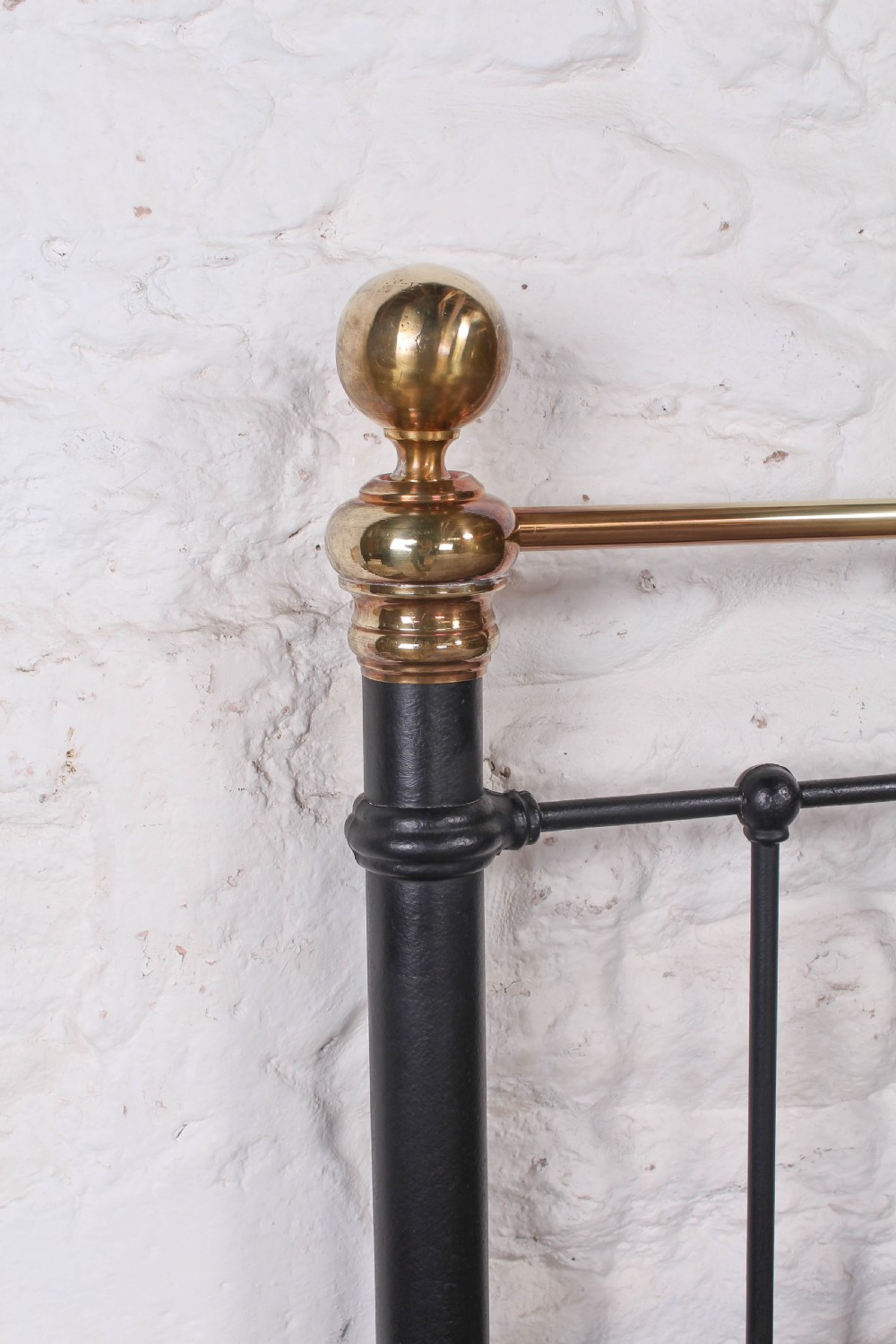 Classic Victorian king size black and brass bedstead View IV
