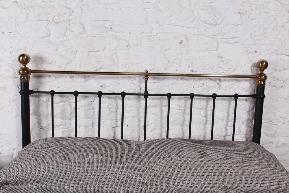 Classic Victorian king size black and brass bedstead View V
