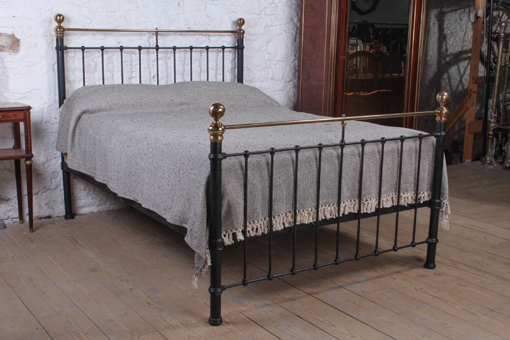 Classic Victorian king size black and brass bedstead View VI