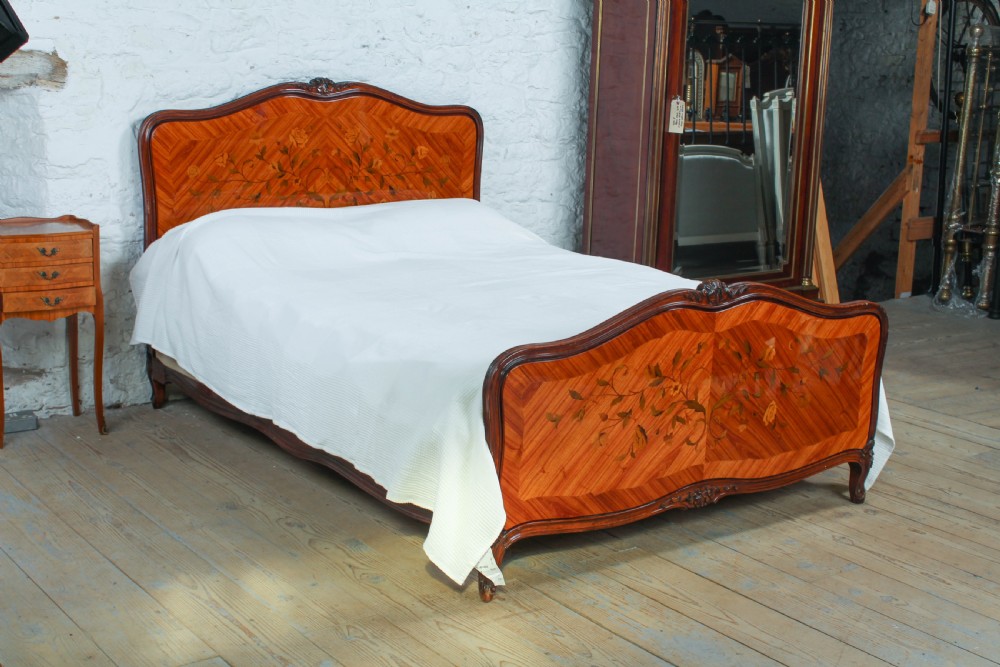 Very individual marquetry detail Italian king size bed