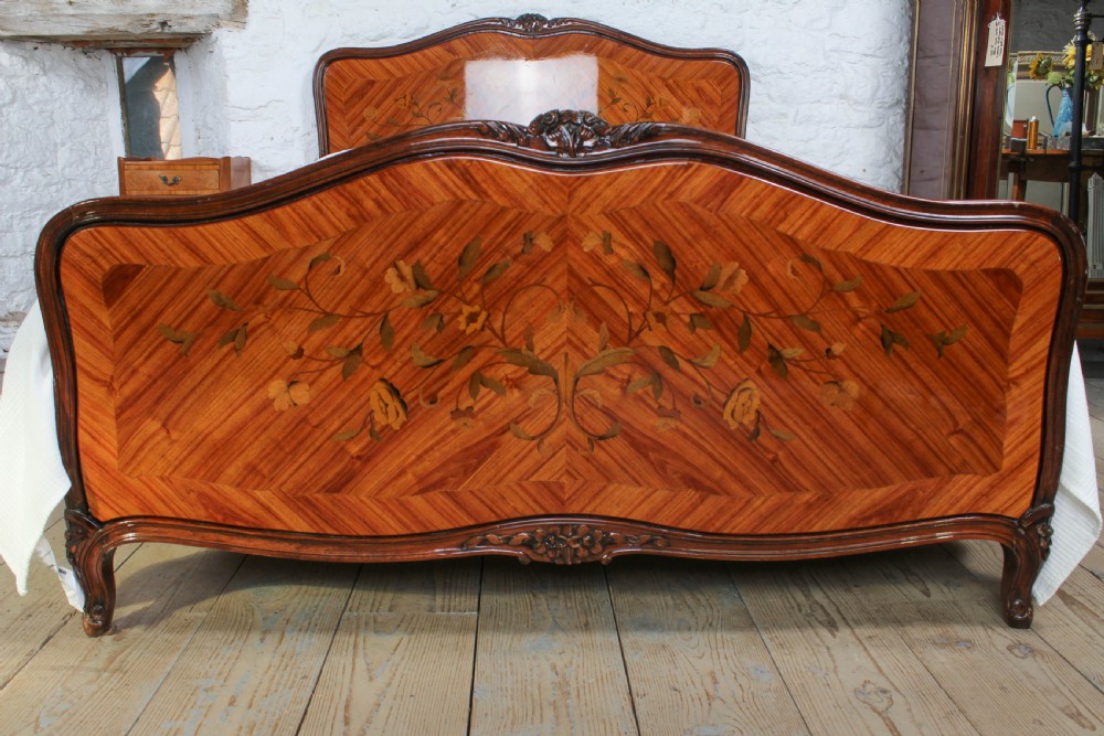Very individual marquetry detail Italian king size bed View IV
