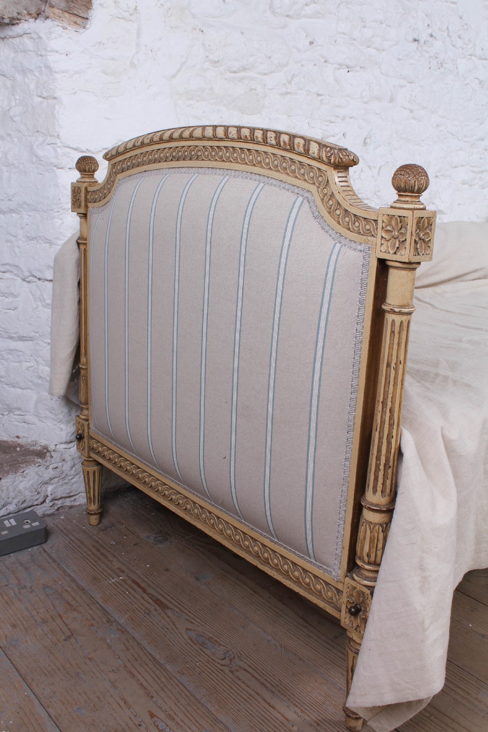 Lovely newly upholstered painted French day bed View II