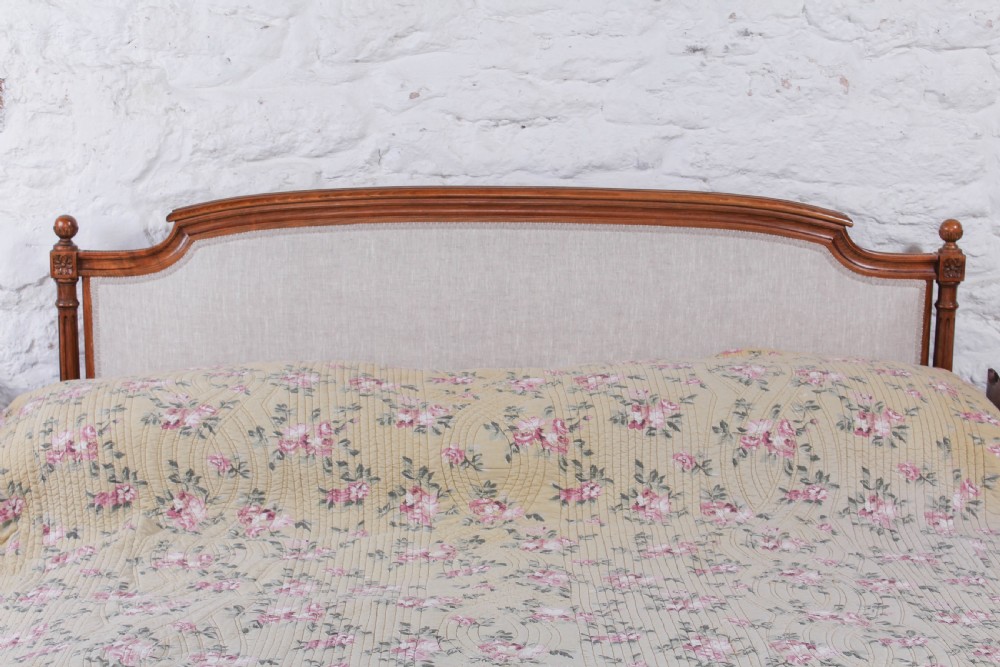 Newly upholstered walnut French Empire style king size bed View IV