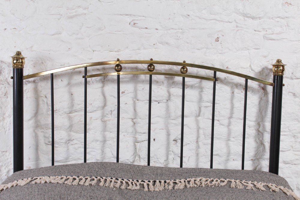 Very Individual Edwardian brass and iron double bed View IV