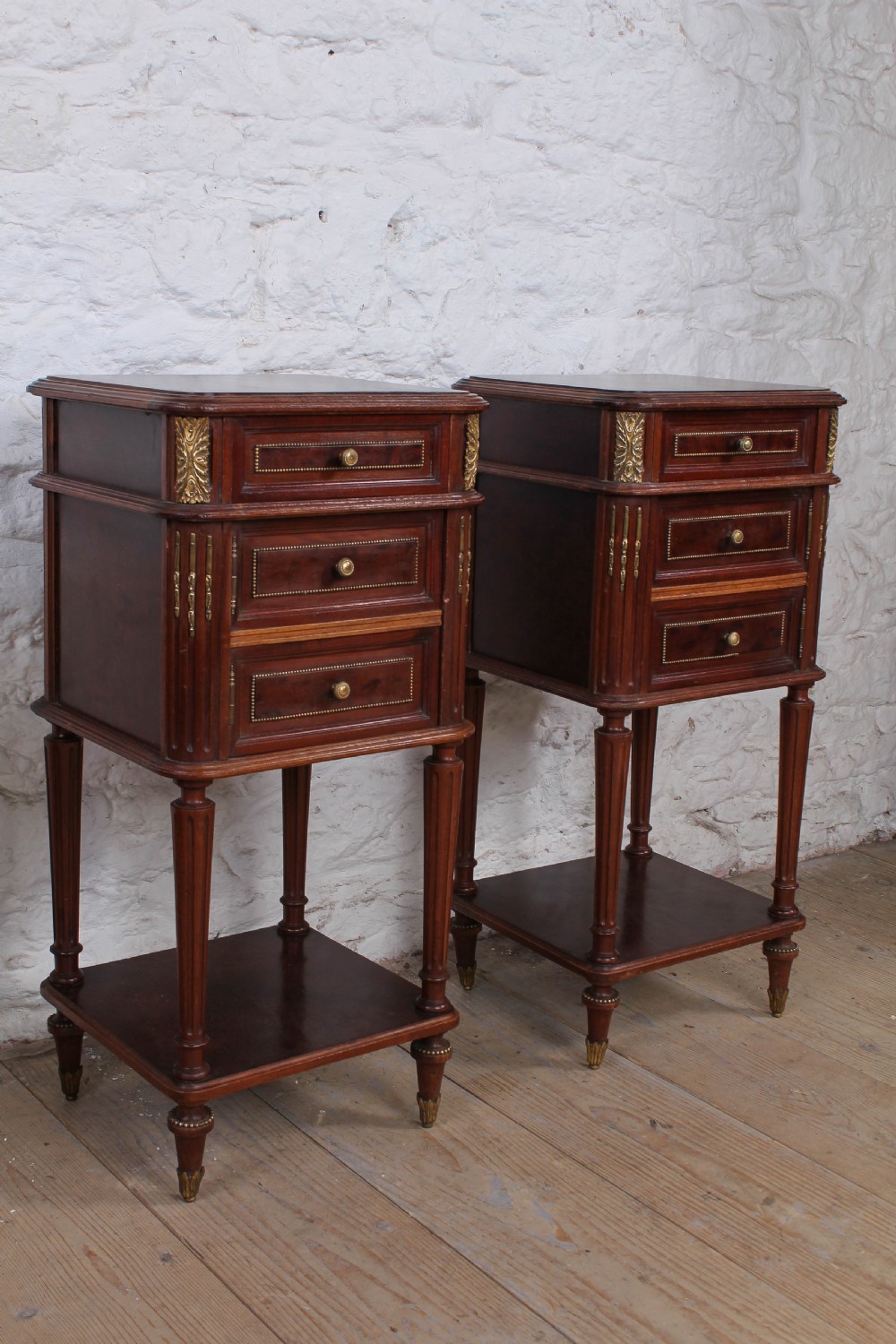 Handsome pair of French mahogany bedsides