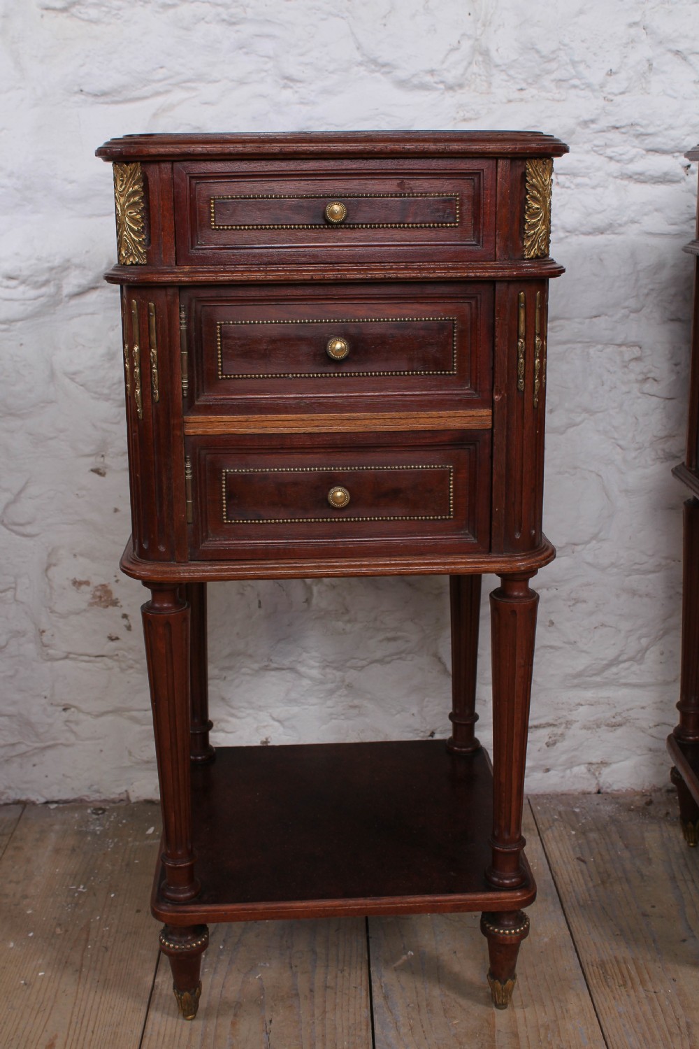 Handsome pair of French mahogany bedsides View III