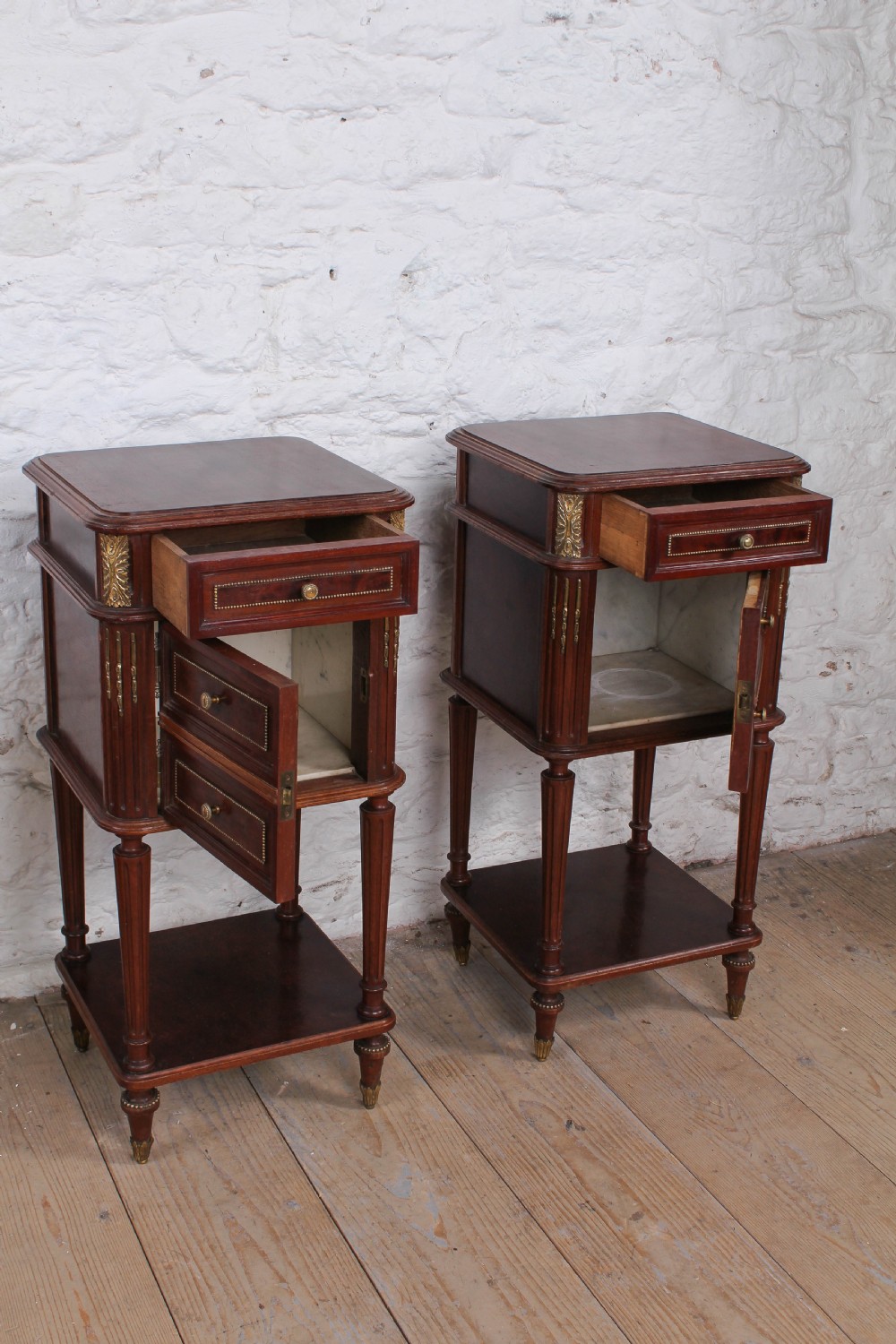 Handsome pair of French mahogany bedsides View IV