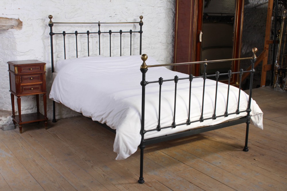 Classic Victorian double brass and iron bedstead