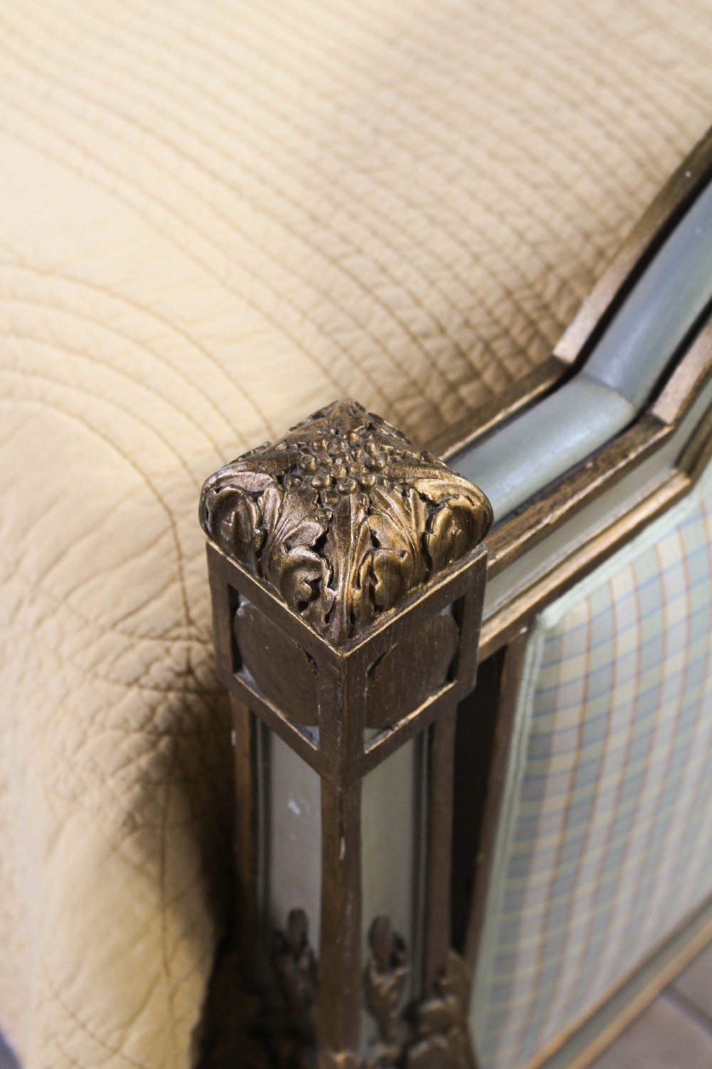 Lovely gilded French upholstered king size bed View VI