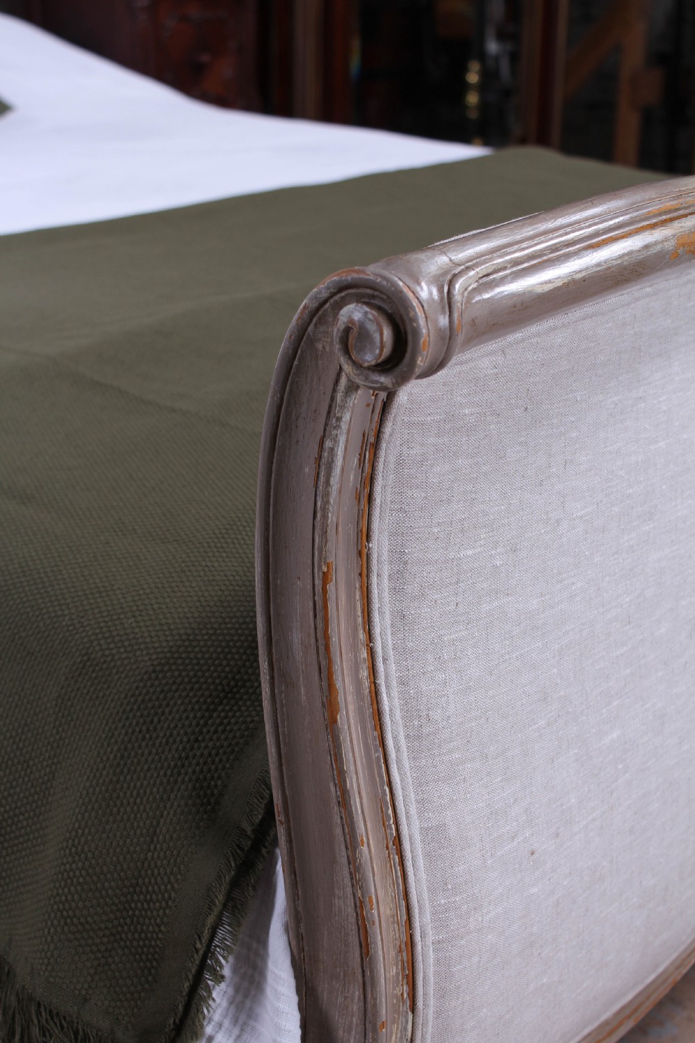 Newly upholstered king size French Lit Bateau style bed View IV