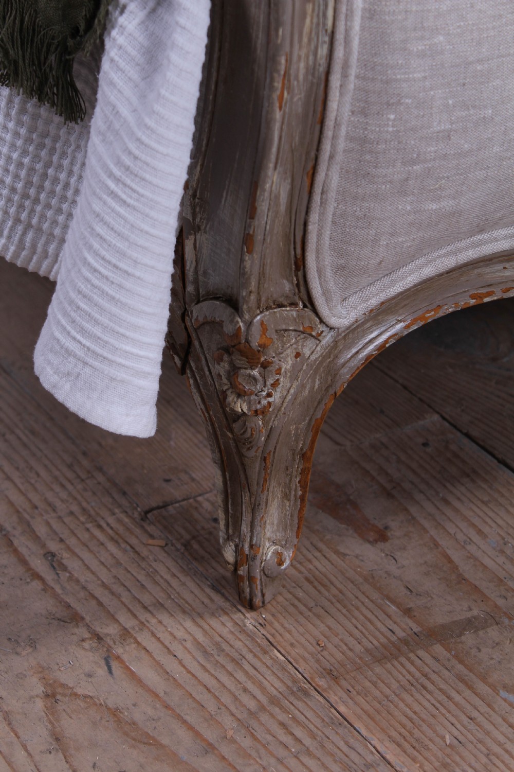 Newly upholstered king size French Lit Bateau style bed View V