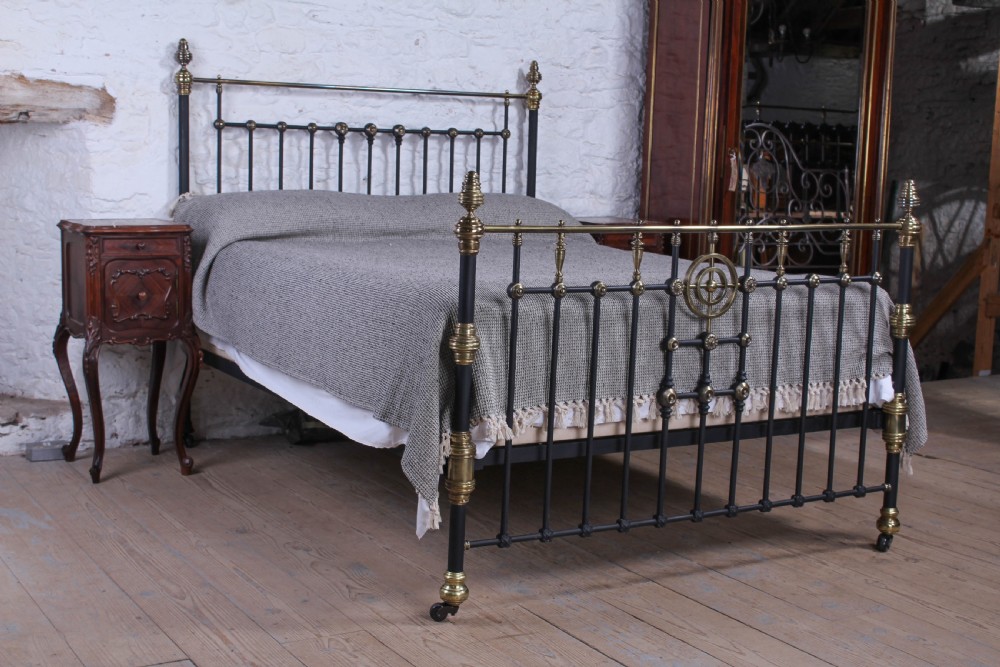 Magnificent king size Victorian black and brass bed View II