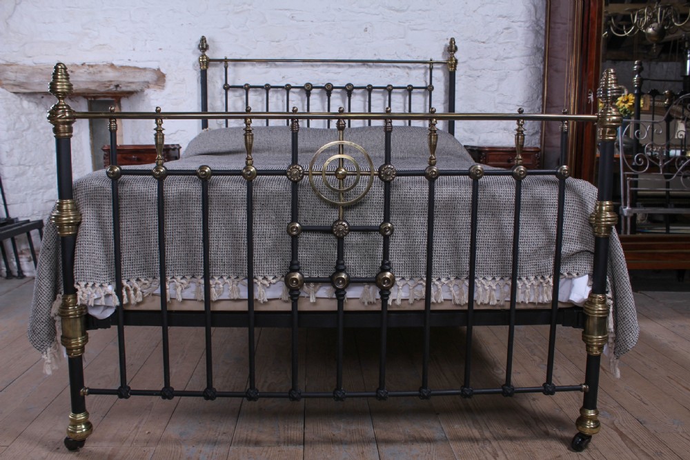 Magnificent king size Victorian black and brass bed View III