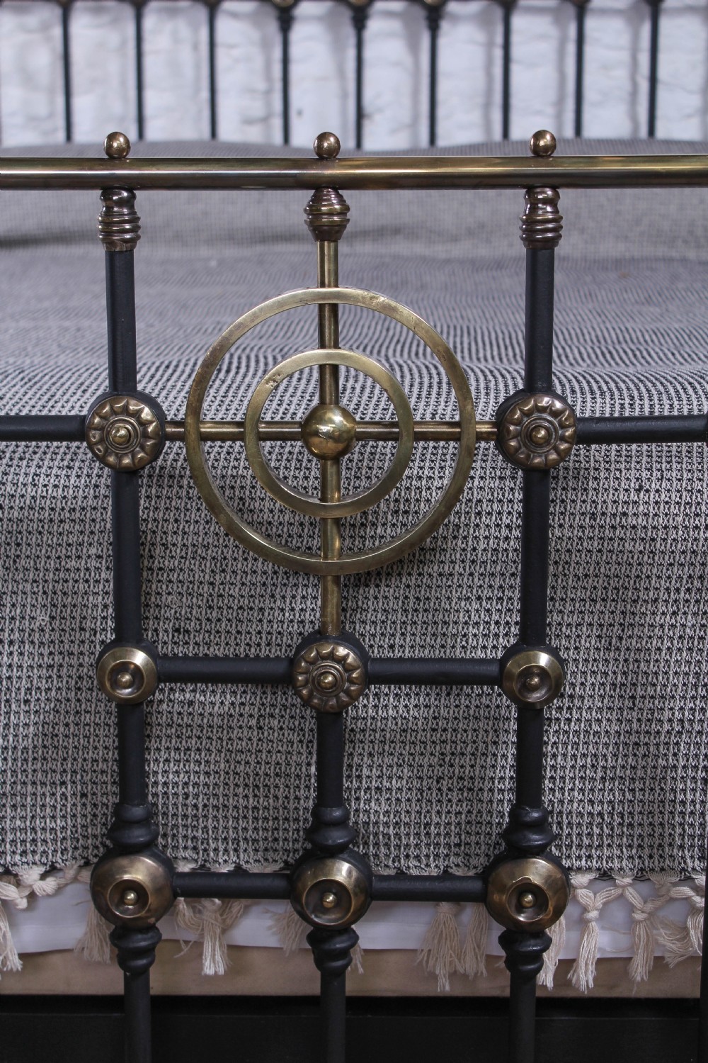 Magnificent king size Victorian black and brass bed View IV