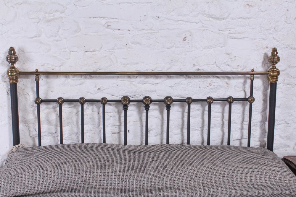 Magnificent king size Victorian black and brass bed View XIV