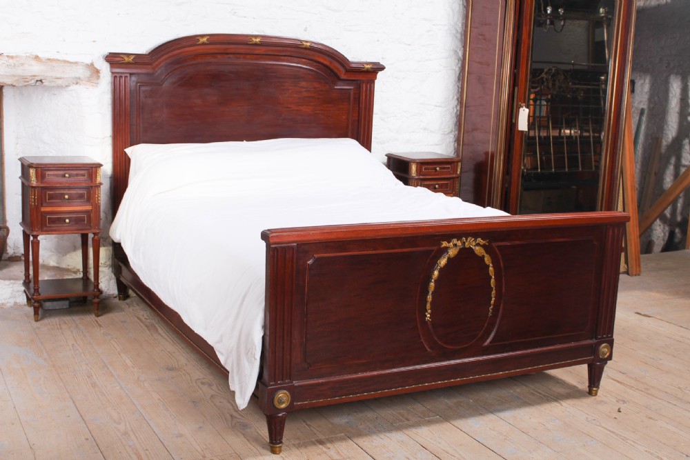 Handsome French mahogany king size bed