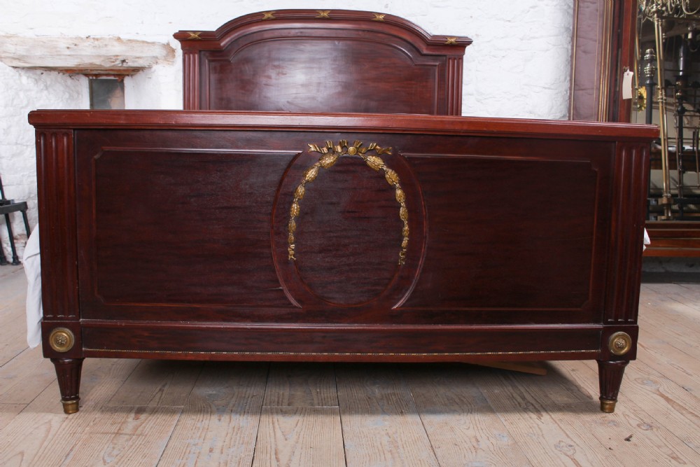 Handsome French mahogany king size bed View II