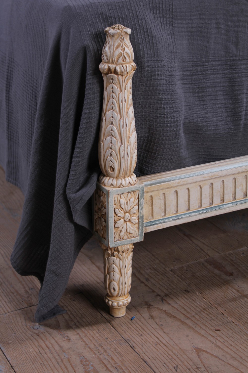 Newly upholstered French low end king size bed View V