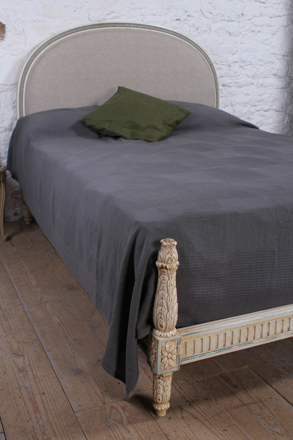 Newly upholstered French low end king size bed View VII