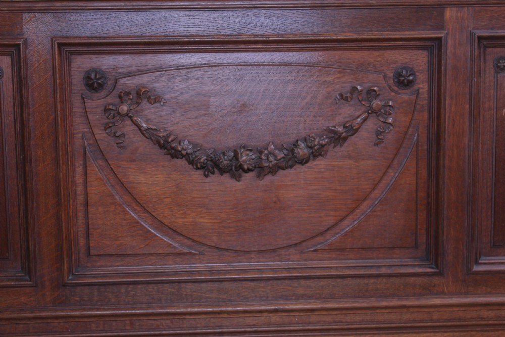 Carved oak French gentlemans double bed  View IV