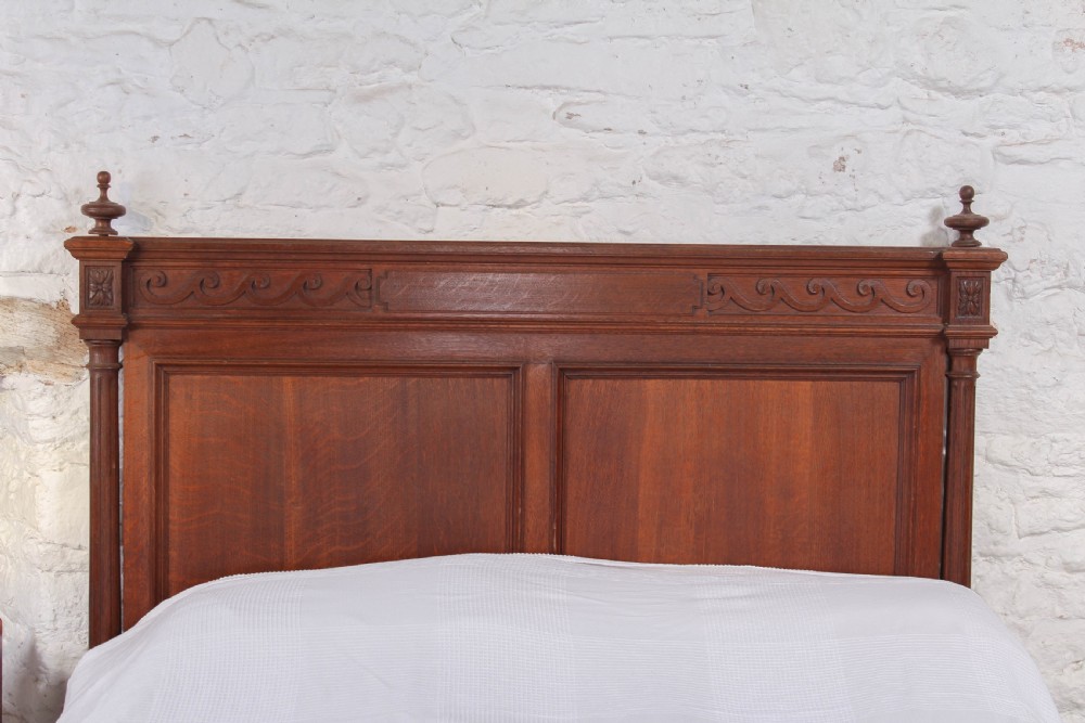 Carved oak French gentlemans double bed  View V