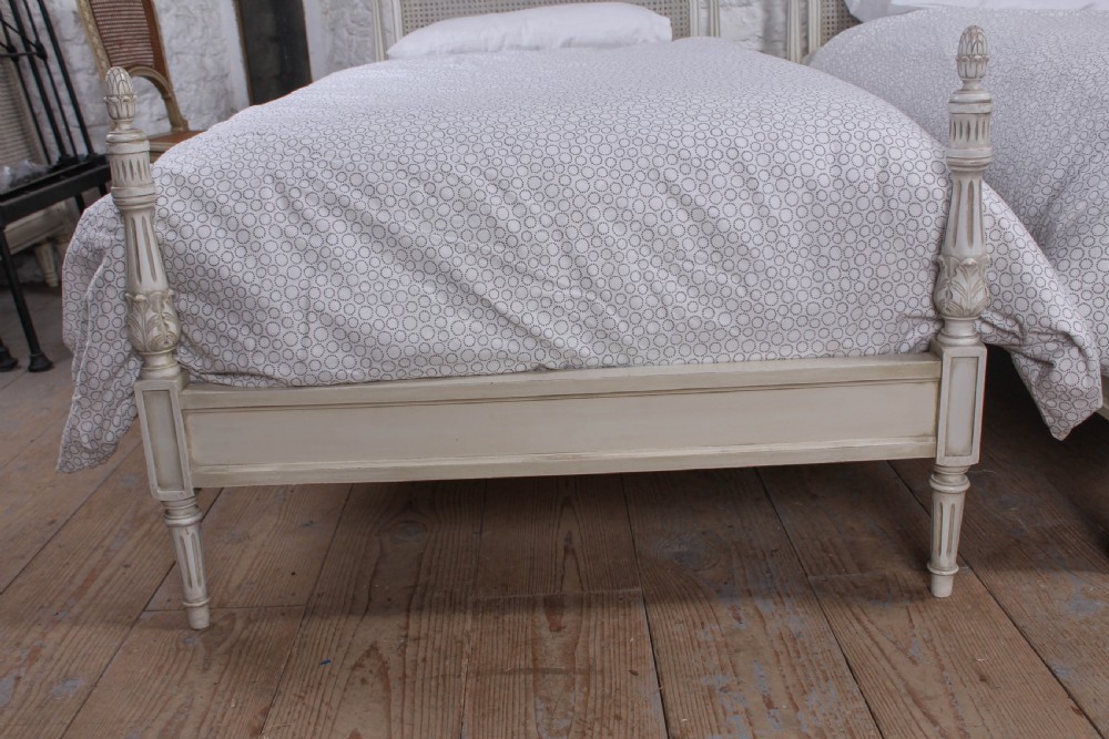 Pair of painted single caned low end bed View IV