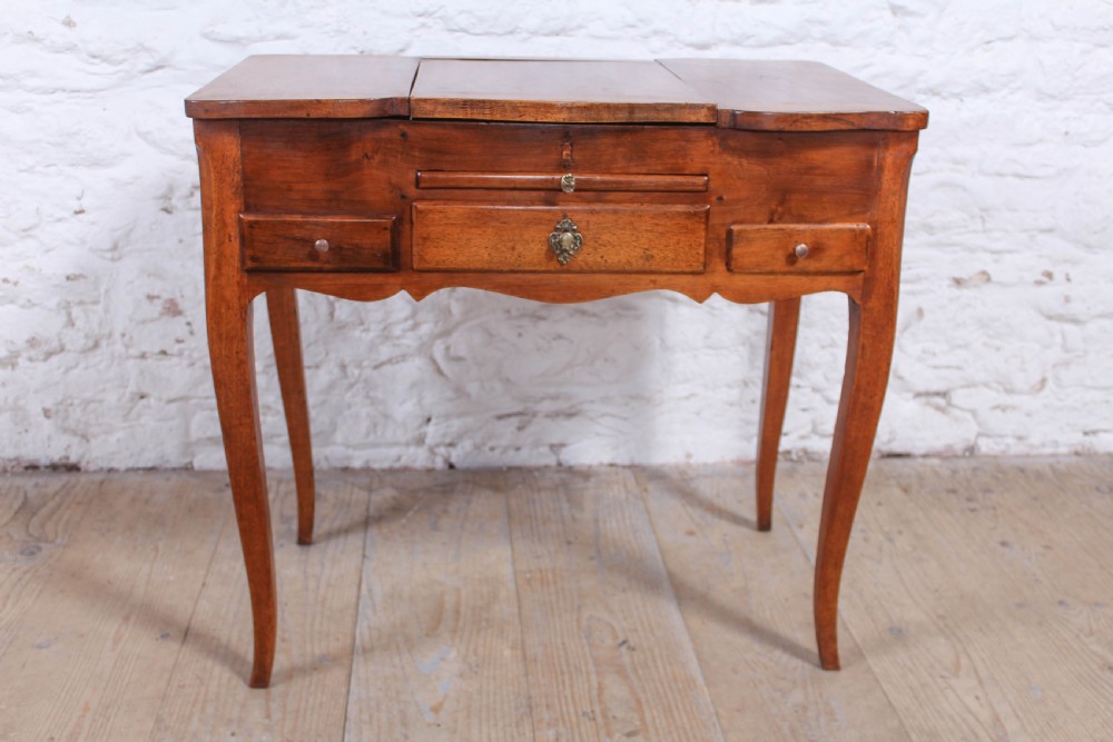 French walnut veneer fold out dressing table  View II