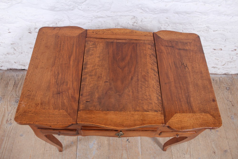 French walnut veneer fold out dressing table  View III