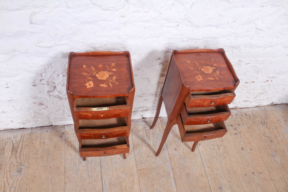 Pretty little pair of marquetry bedsides View III