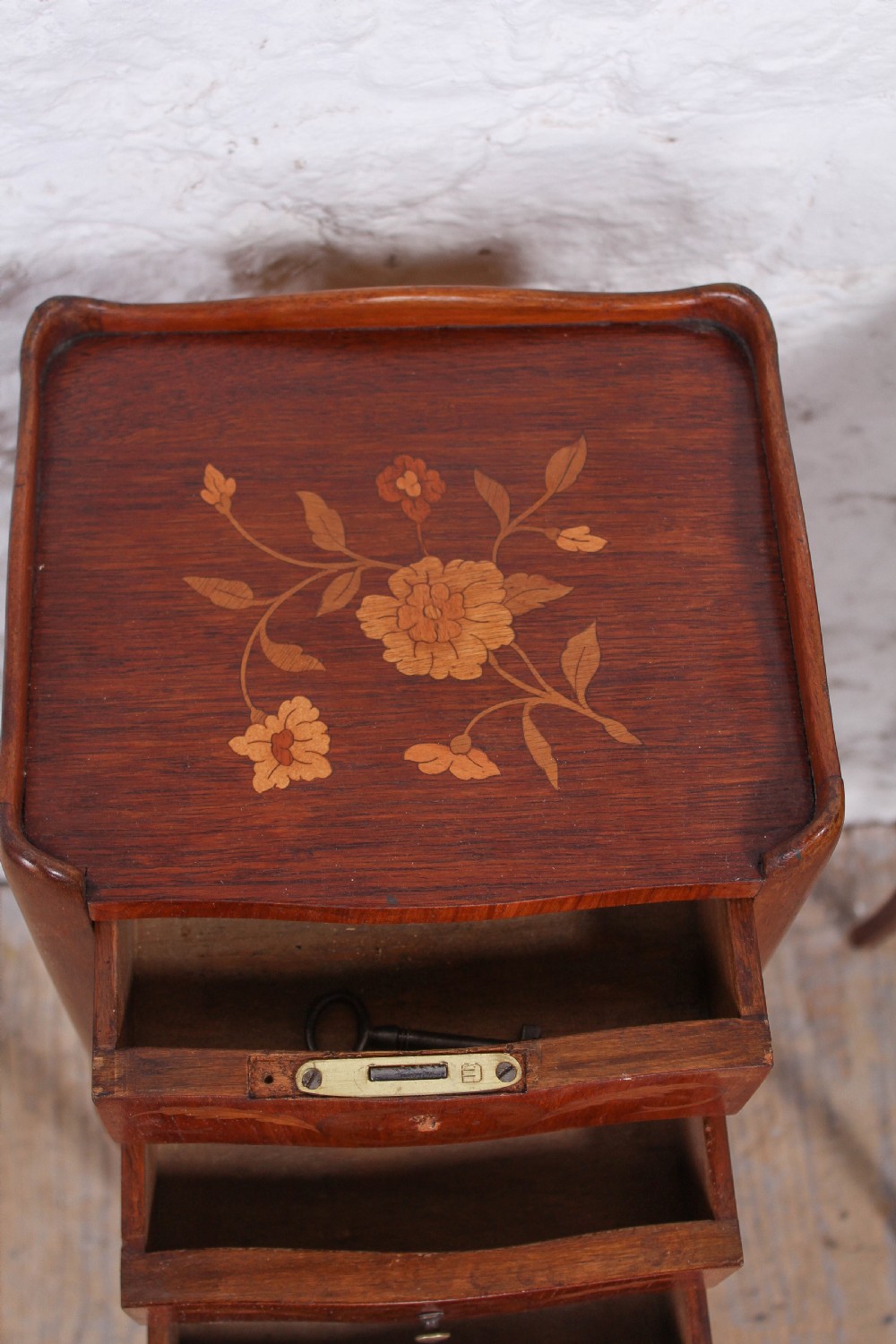 Pretty little pair of marquetry bedsides View IV