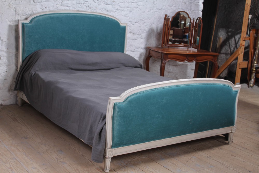 Lovely simple Newly velvet upholstered French king size bed 