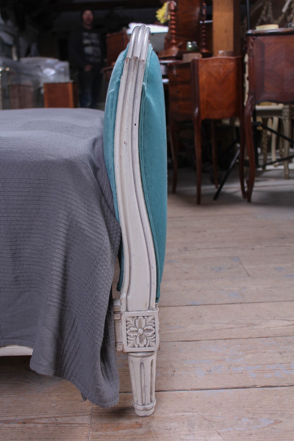 Lovely simple Newly velvet upholstered French king size bed  View III