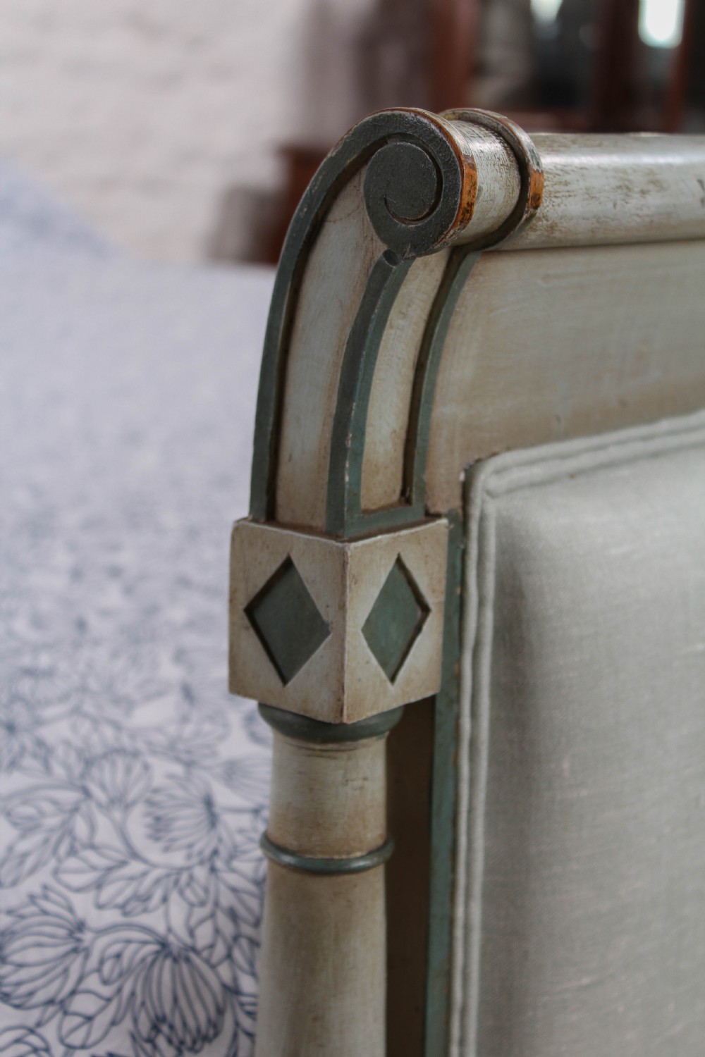 Newly upholstered king size French Director style bed View IV