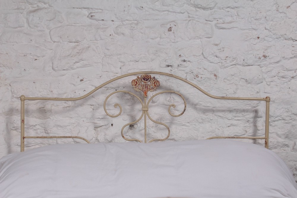 Lovely aged  paint forged iron double bed  View VI