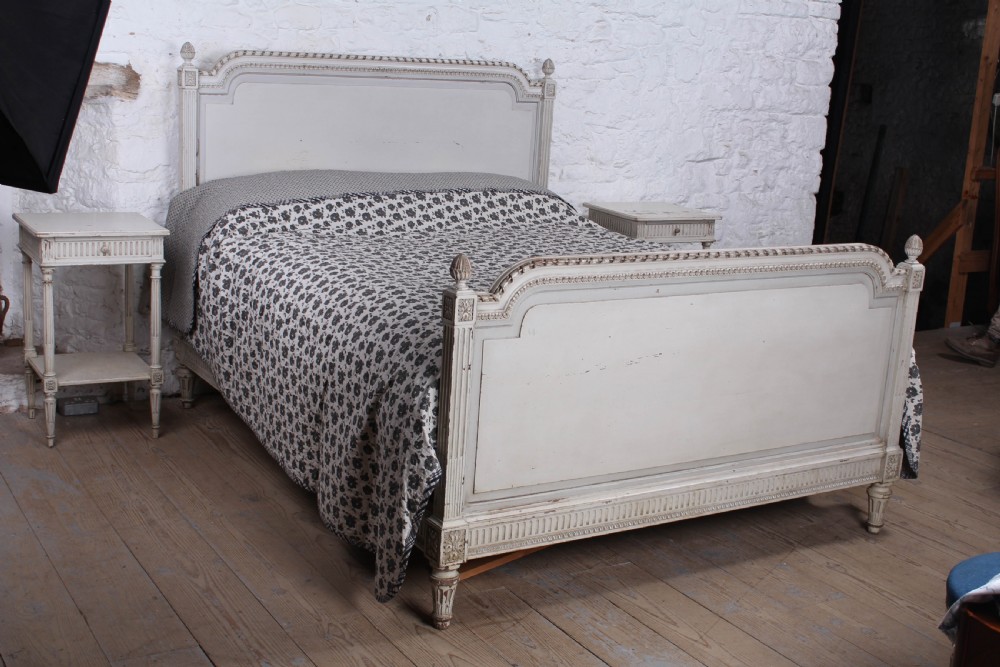 Rare small super king size Empire style bed and matching bedsides