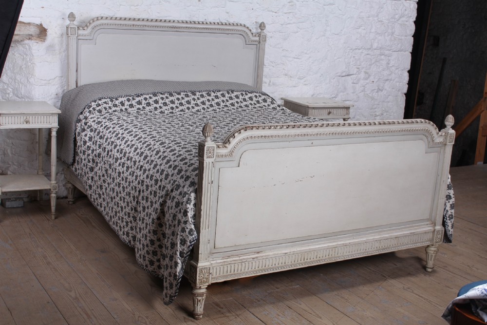 Rare small super king size Empire style bed and matching bedsides View II