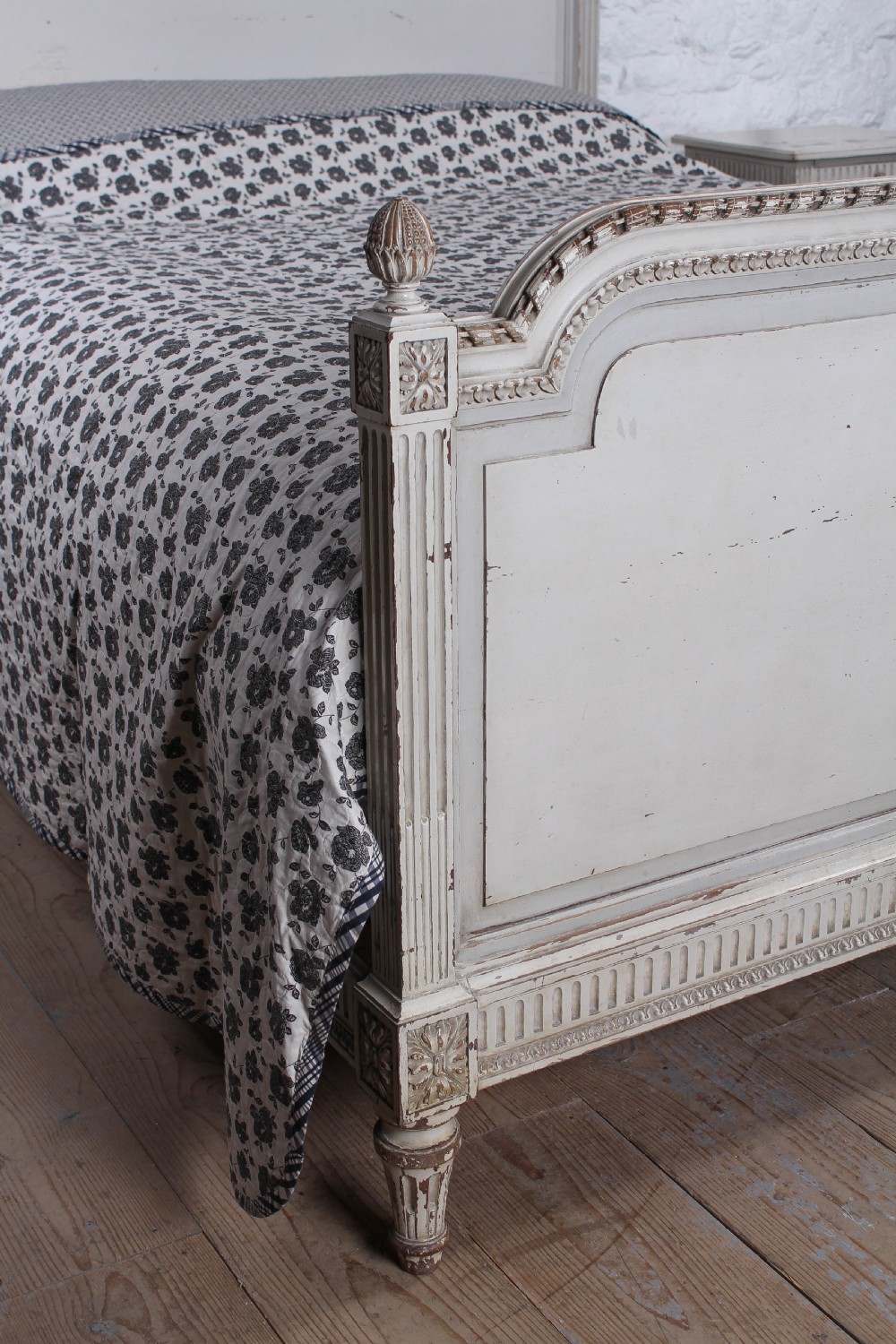 Rare small super king size Empire style bed and matching bedsides View IV