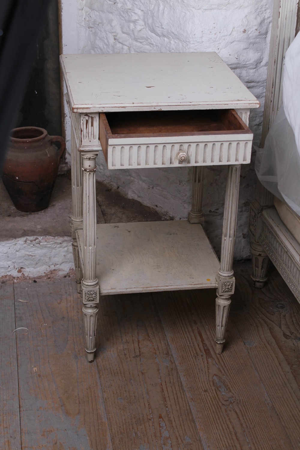 Rare small super king size Empire style bed and matching bedsides View X