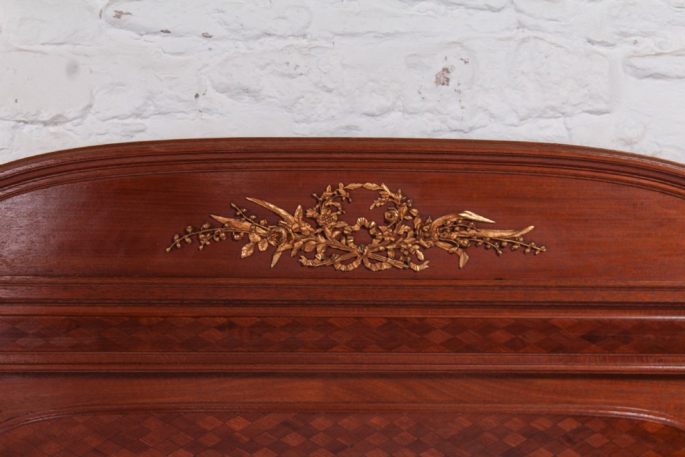 Very attractive parquetry and ormalu double bed and matching bedside View X