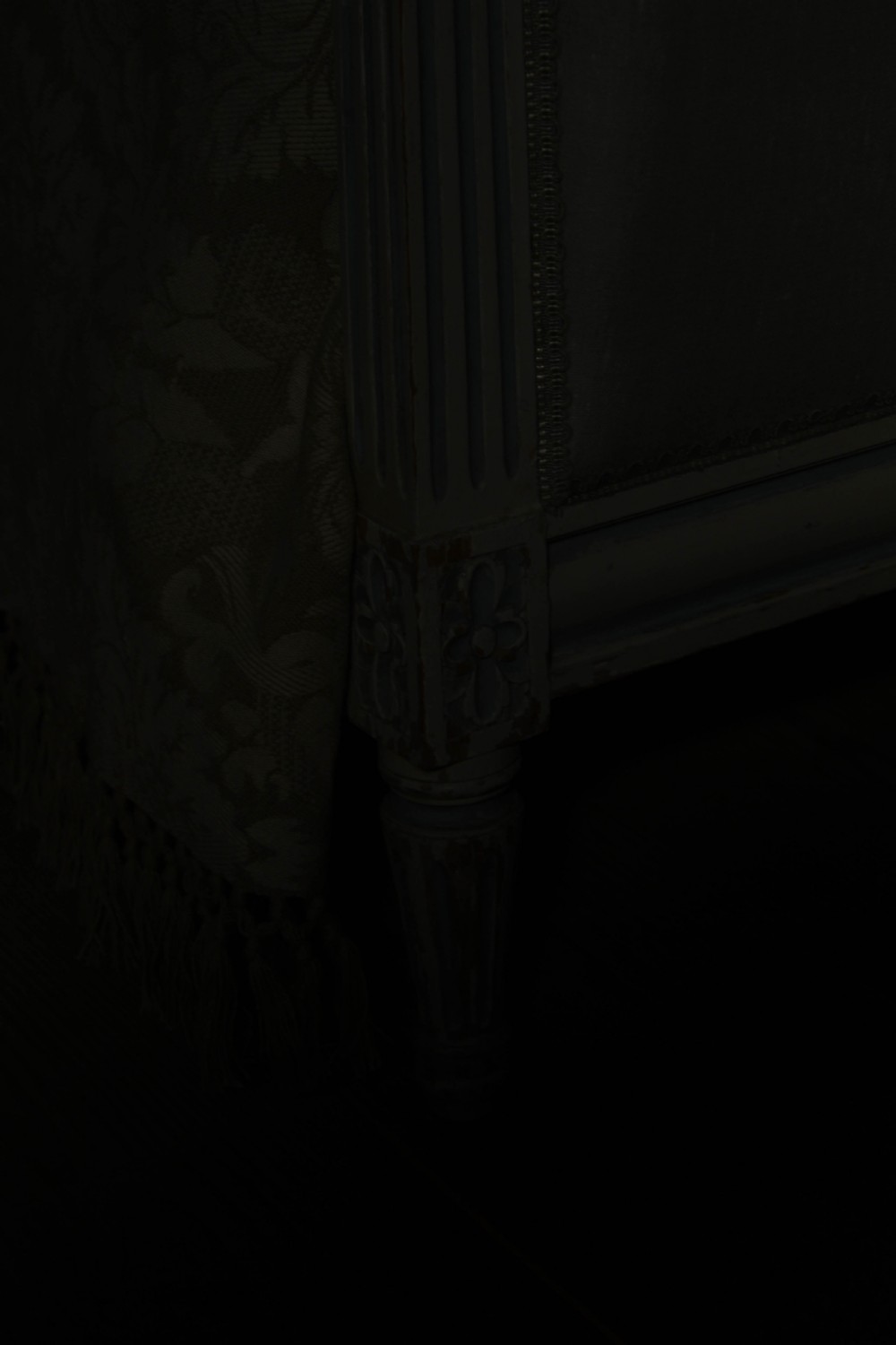Pretty pair of French newly upholstered beds View IV