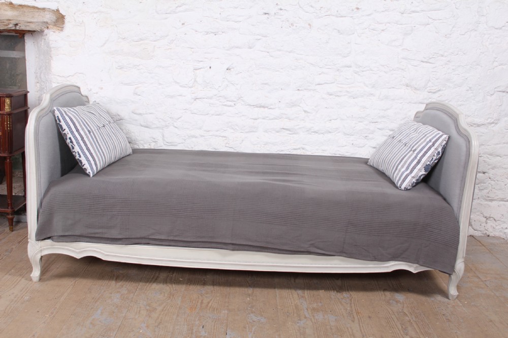 Pretty French newly upholstered Louis XV style day bed View III