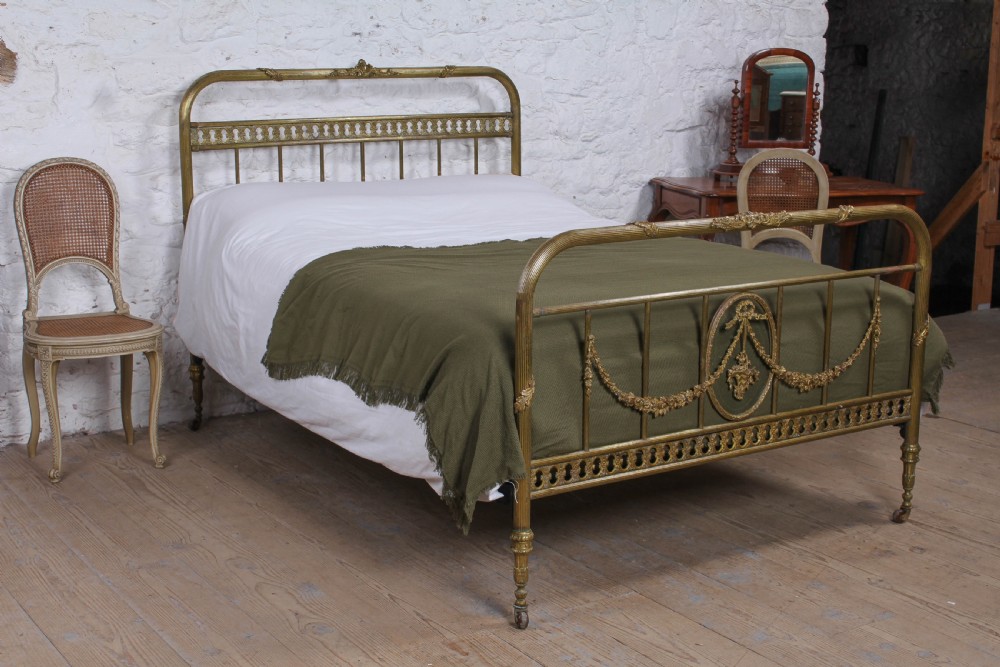 Very pretty individual French double brass bed View II