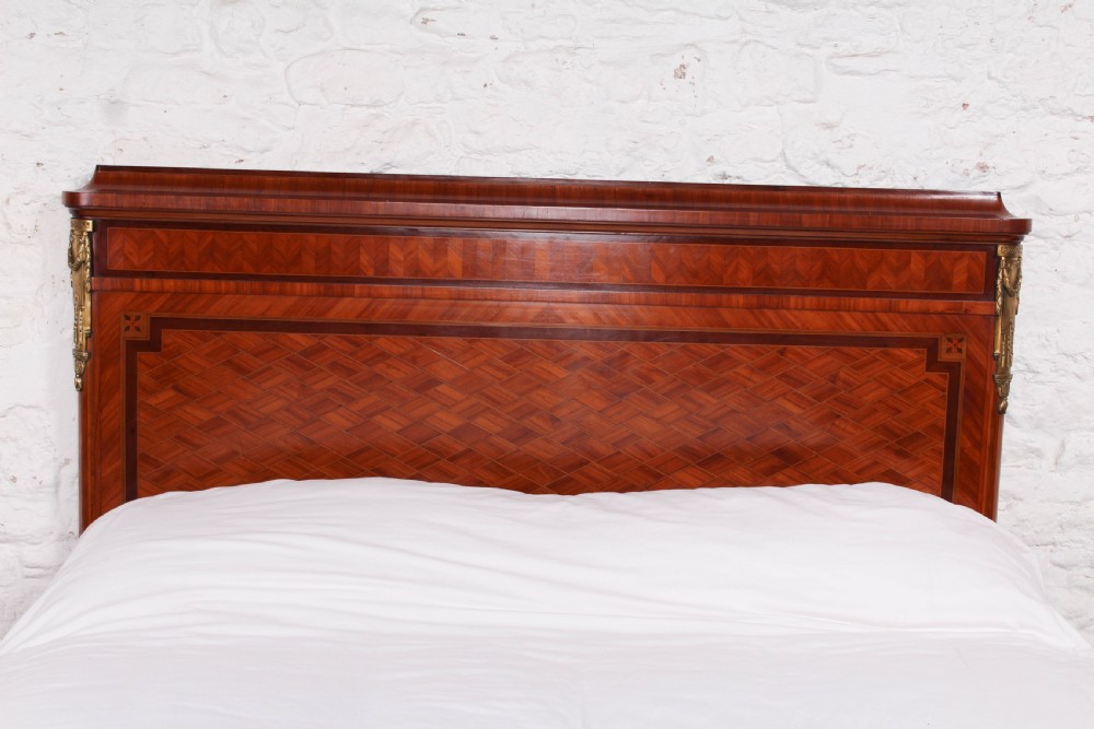 Very handsome mahogany and fruit wood parquetry king size bed View VI