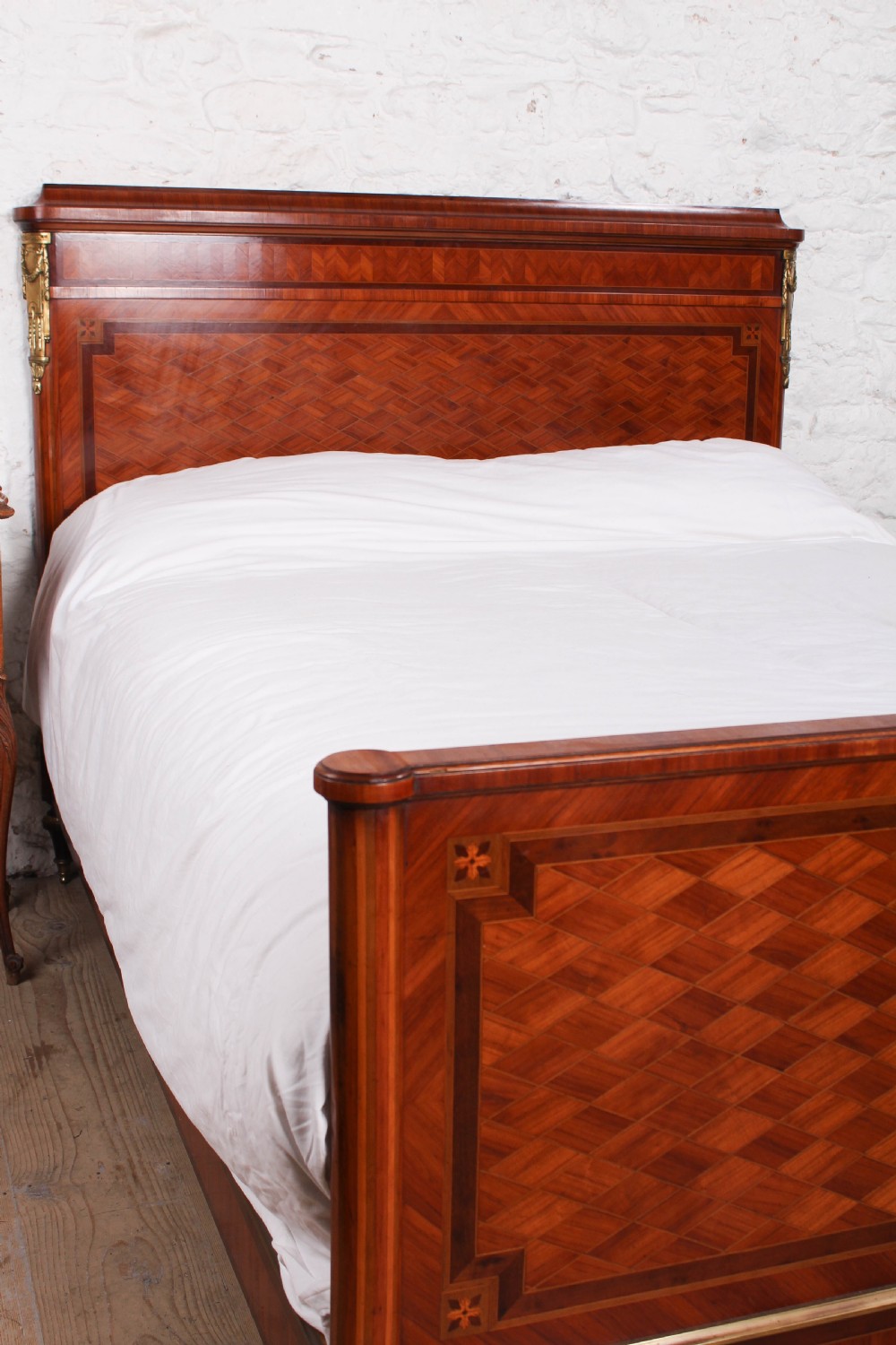 Very handsome mahogany and fruit wood parquetry king size bed View VII