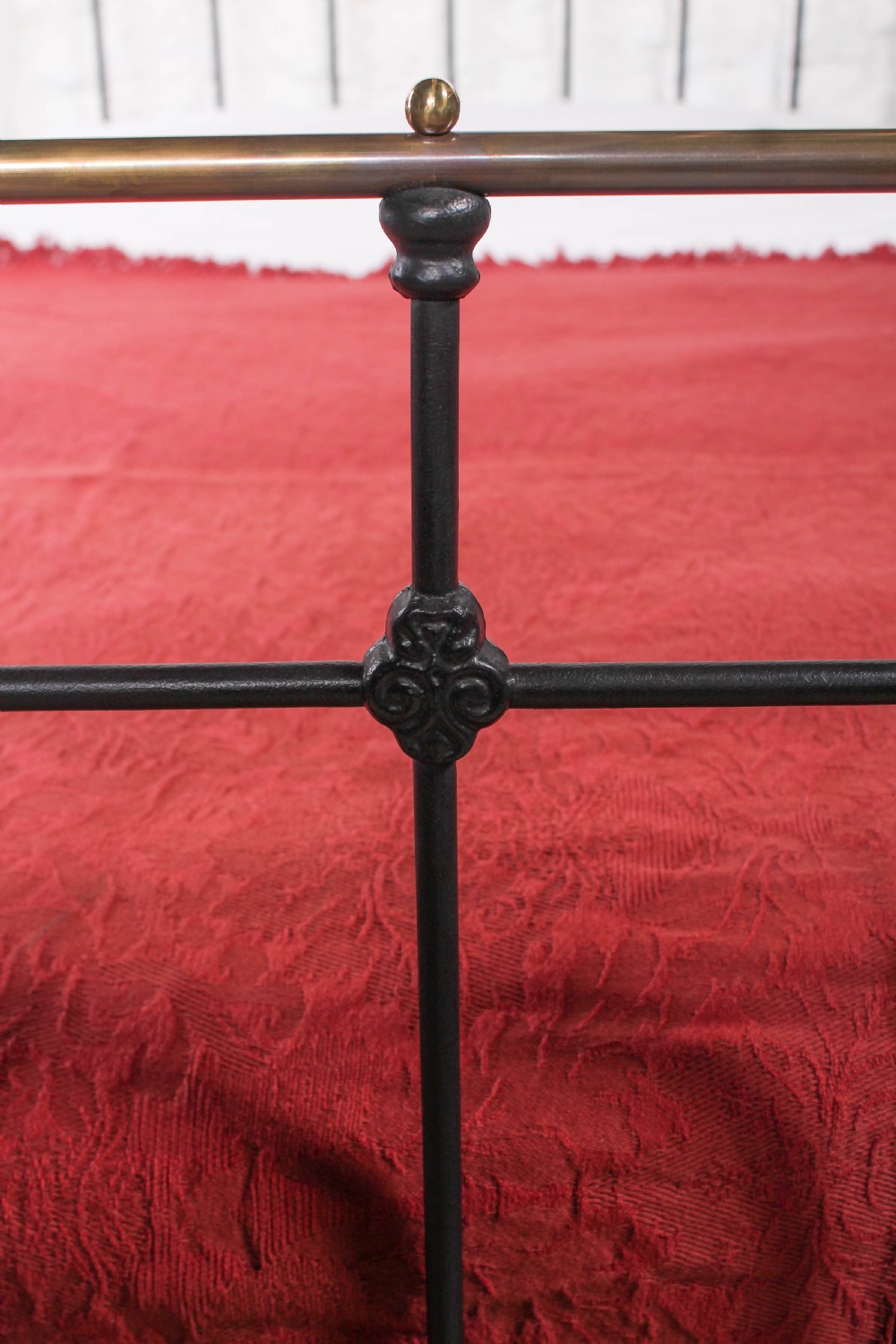 Classic Victorian double black and aged  brass bed View III