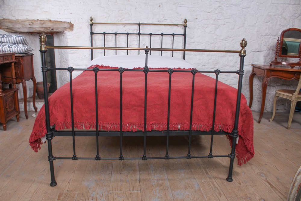 Classic Victorian double black and aged  brass bed View V